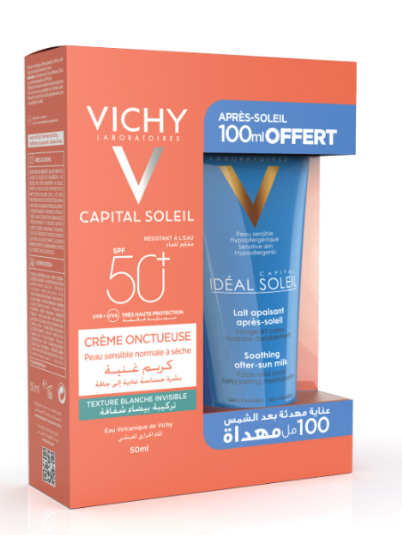 Vichy Capital Soleil Crème Onctueuse SPF50+ Peau Sensible Normale à Sèche 50ml